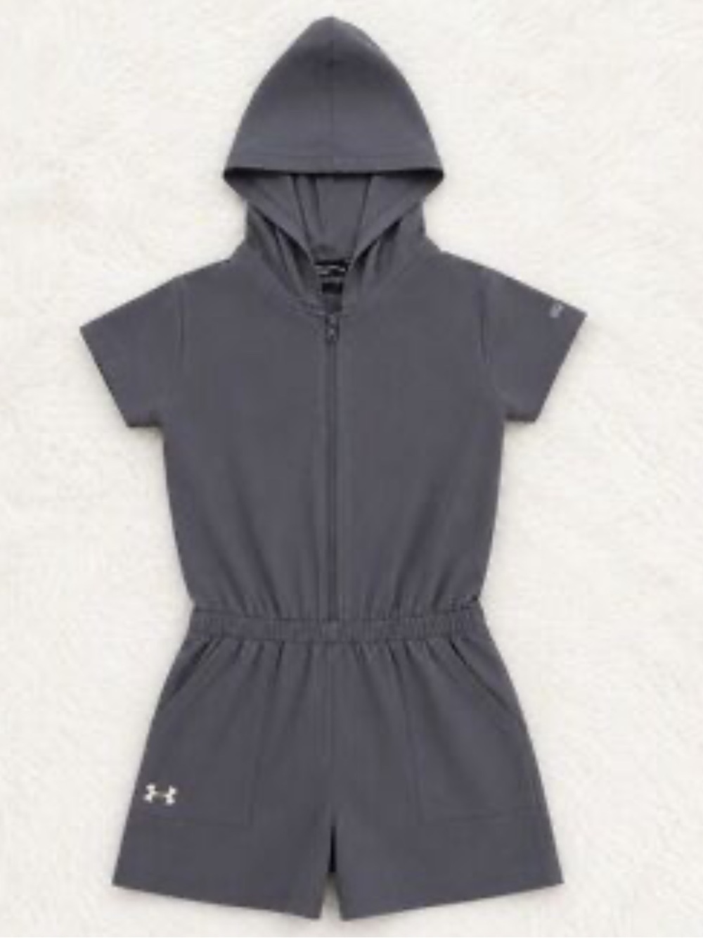 Under Armour Girls' Short-Sleeve Hooded Romper — Charcoal